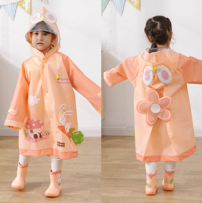 Vêtements de pluie en plein air dessin animé imprimé pour enfants veste de pluie à rayures réfléchissantes manteau de pluie pour fille