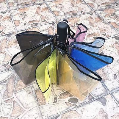 Femme Petit parapluie frais trois parapluie pliable 2023 arc-en-ciel transparent 21 pouces * 8k
