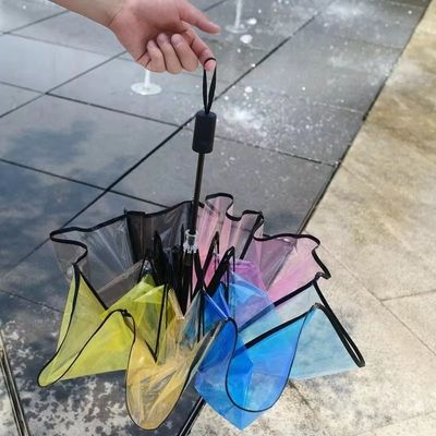 Femme Petit parapluie frais trois parapluie pliable 2023 arc-en-ciel transparent 21 pouces * 8k