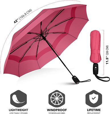 23 pouces * 10k Rose poudre couleur fausse double parapluie parapluie de voyage pour une manipulation facile