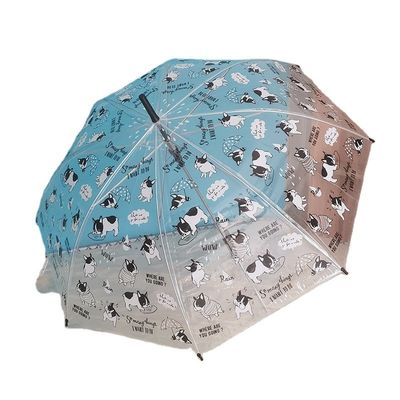 La poignée de revêtement en caoutchouc chien de compagnie parapluie transparente pour enfants étudiant 21 pouces fibre
