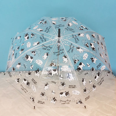La poignée de revêtement en caoutchouc chien de compagnie parapluie transparente pour enfants étudiant 21 pouces fibre
