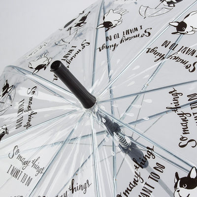 La poignée de revêtement en caoutchouc chien de compagnie parapluie transparente pour enfants étudiant 21 pouces fibre