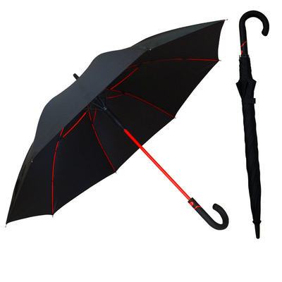 Parapluie de golf en fibre de verre rouge de luxe personnalisé avec un design droit et un matériau Pongee