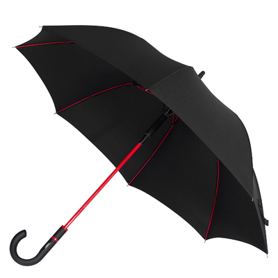 Parapluie de golf en fibre de verre rouge de luxe personnalisé avec un design droit et un matériau Pongee