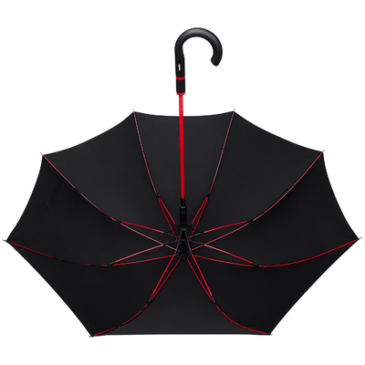 Parapluie de golf en fibre de verre rouge de luxe personnalisé avec un design droit et un matériau Pongee