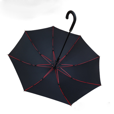 Parapluie de golf en fibre de verre rouge de luxe personnalisé avec un design droit et un matériau Pongee