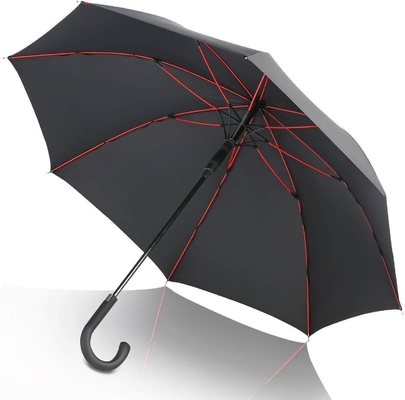 Parapluie de golf en fibre de verre rouge de luxe personnalisé avec un design droit et un matériau Pongee