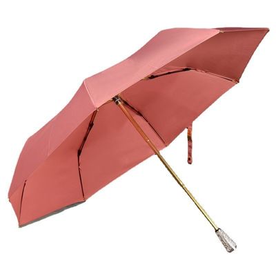 Contrôle manuel Manche à insertion de diamant 3 parapluies pliables Uniques parapluies de pluie pour femmes
