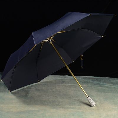 Contrôle manuel Manche à insertion de diamant 3 parapluies pliables Uniques parapluies de pluie pour femmes