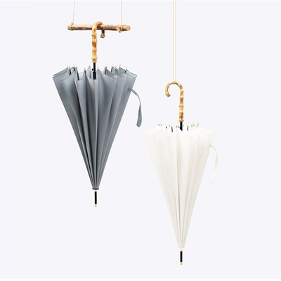 Logo personnalisé 16 côtes Manche de bambou Long parapluie pour la publicité et l'impression d'art