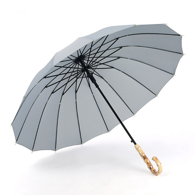 Logo personnalisé 16 côtes Manche de bambou Long parapluie pour la publicité et l'impression d'art