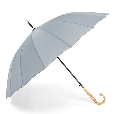 Logo personnalisé 16 côtes Manche de bambou Long parapluie pour la publicité et l'impression d'art