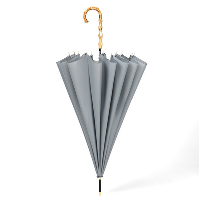 Logo personnalisé 16 côtes Manche de bambou Long parapluie pour la publicité et l'impression d'art