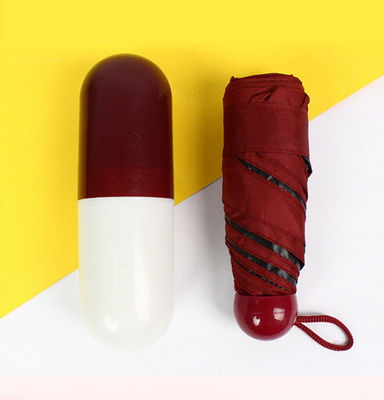 Polyester Mini 5 fois anti-UV pilule Noir revêtu parapluie de pluie Poche parapluies pliables