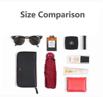 Polyester Mini 5 fois anti-UV pilule Noir revêtu parapluie de pluie Poche parapluies pliables