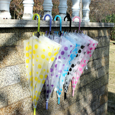 Plastique créatif petit frais long manche parapluie transparente avec fonction d'ouverture automatique