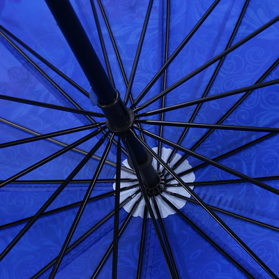 16 os résistant au vent pouce droit courbé manche parapluie tout en 1 pour la pluie et le soleil