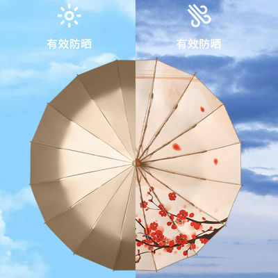 190T Pongee Trois-plier manuel parapluie solaire pour la protection contre les UV et l'impression Logo publicitaire