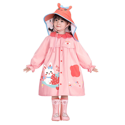 Polyester Taffeta manteau de pluie pour enfants dessin animé imprimé pour les filles aventures en plein air