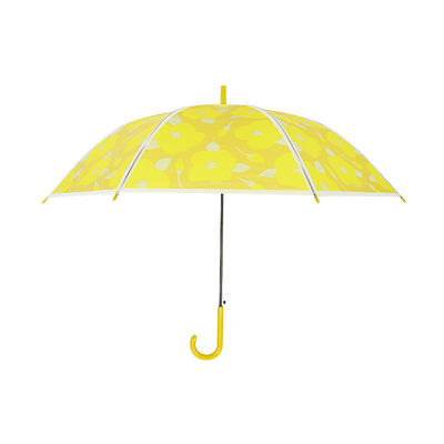 Parapluie transparente à huit os glacés à poignée longue conception automatique droite pour enfants
