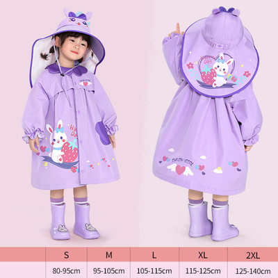 Polyester Taffeta manteau de pluie pour enfants dessin animé imprimé pour les filles aventures en plein air