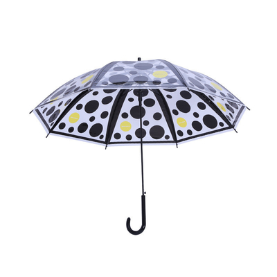 Parapluie transparente à huit os glacés à poignée longue conception automatique droite pour enfants