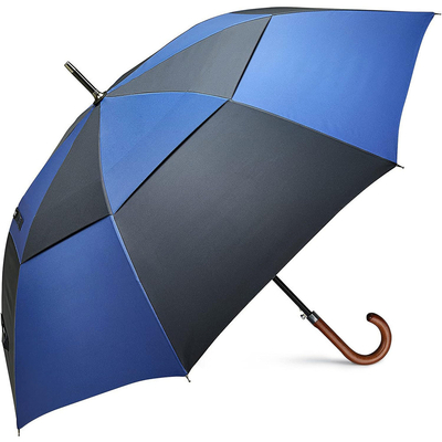 Parapluie en fibre de verre de diamètre ouvert de 132 cm avec poignée courbée en bois personnalisée