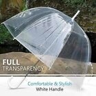 Parapluie transparente à côtes métalliques avec design Apollo et impression de logo personnalisé