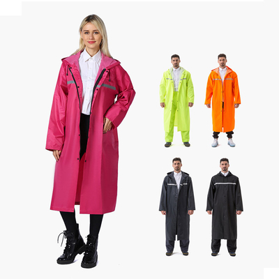 Hommes et femmes Protection du travail Tissu Oxford Long manteau de pluie réfléchissant avec logo personnalisé