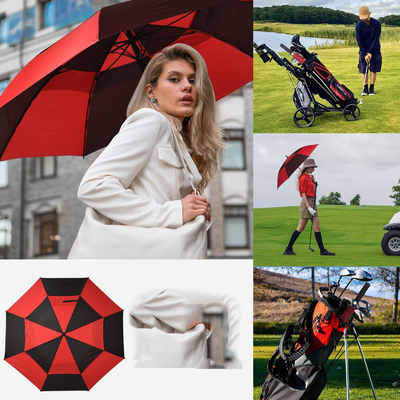 Logo personnalisé 8-Bone Automatique Double Couche Golf Homme parapluie pour les jours de tempête