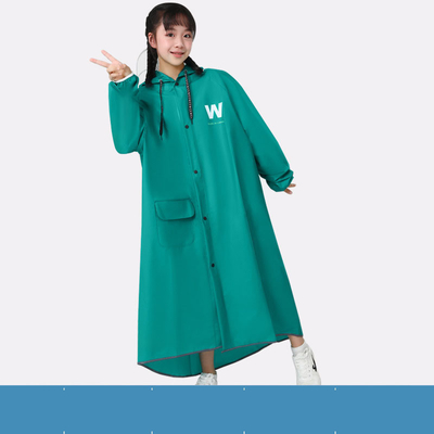 Vêtements de pluie de voyage scolaire Poncho à fermeture à glissière à large bord avec bande réfléchissante et conception imperméable