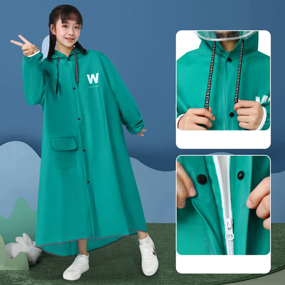 Vêtements de pluie de voyage scolaire Poncho à fermeture à glissière à large bord avec bande réfléchissante et conception imperméable