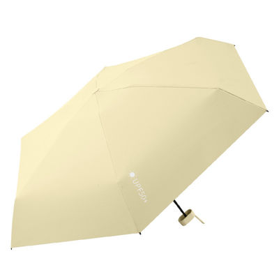 Mini écran solaire vinyle 5 capsules pliables parapluie avec poignée en plastique plaqué doré et 6 os