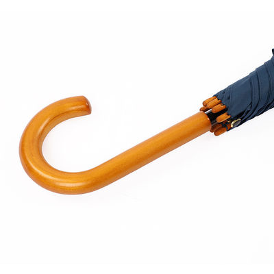 Manche à crochet en bois 8 côtes parapluie avec marque personnalisée de l'entreprise et tissu Pongee 190T