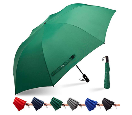 110 cm de diamètre ouvert 2 parapluie pliable avec poignée droite en caoutchouc et double fibre de verre