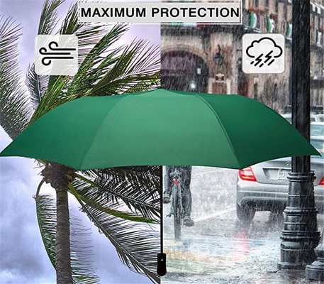 110 cm de diamètre ouvert 2 parapluie pliable avec poignée droite en caoutchouc et double fibre de verre