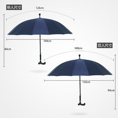 Logo personnalisé noir parapluie à béquille automatique parapluie droite avec côtes en fibre de verre