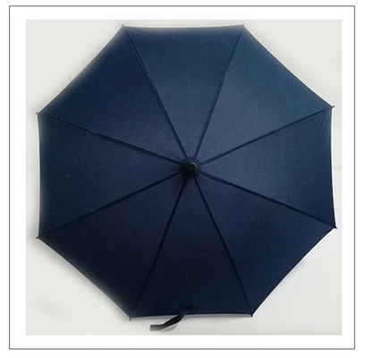 Logo personnalisé noir parapluie à béquille automatique parapluie droite avec côtes en fibre de verre