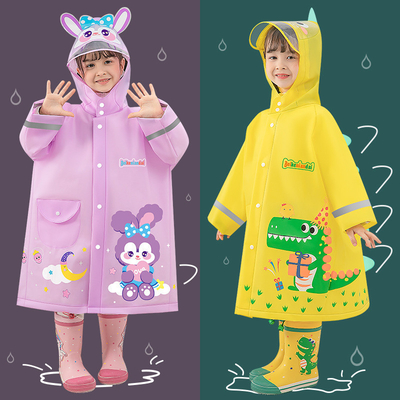 Impression personnalisée du logo Vêtement de pluie pour enfants EVA avec bande réfléchissante et bord élargi