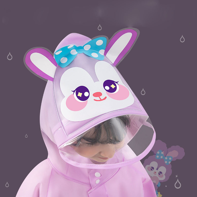Impression personnalisée du logo Vêtement de pluie pour enfants EVA avec bande réfléchissante et bord élargi