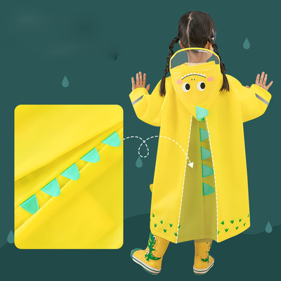 Impression personnalisée du logo Vêtement de pluie pour enfants EVA avec bande réfléchissante et bord élargi