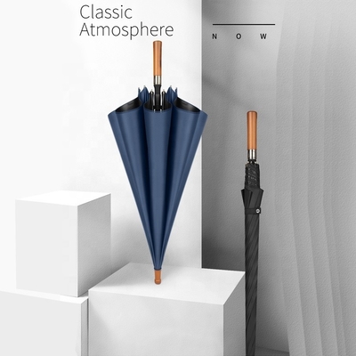 Commercial publicité imprimer le logo cadeau parapluie monsieur poignée en bois 8k 27 pouces