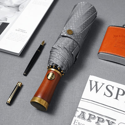 X315 Design en bois Homme Automatique à l'épreuve du vent Trois parapluie pliable Couleur personnalisée