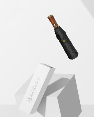 Parapluie publicitaire pour homme X315 BSCI Automatique étanche au vent Luxe Manche en bois doré