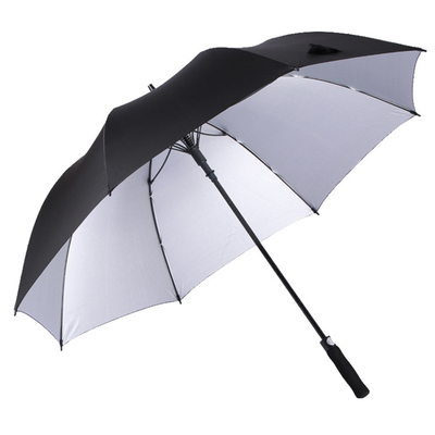 Légère et portable Auto ouvert parapluie de golf enduit d'argent avec des côtes en fibre de verre