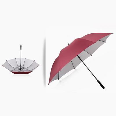 Légère et portable Auto ouvert parapluie de golf enduit d'argent avec des côtes en fibre de verre