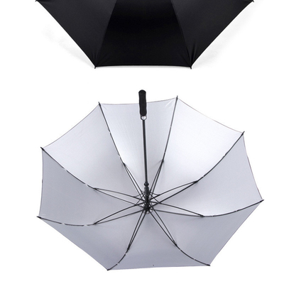 Légère et portable Auto ouvert parapluie de golf enduit d'argent avec des côtes en fibre de verre