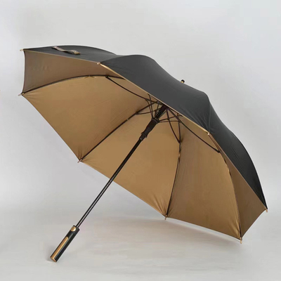 Parapluie en tissu recouvert d'or sur mesure avec commande semi-automatique et poignée dorée