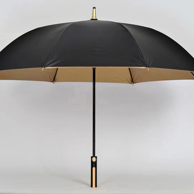 Parapluie en tissu recouvert d'or sur mesure avec commande semi-automatique et poignée dorée